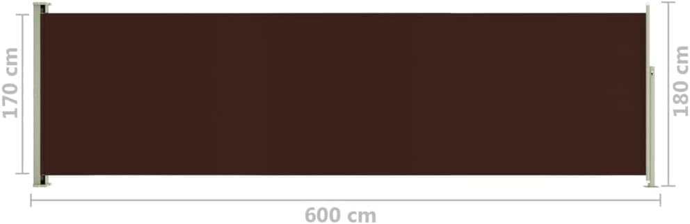 puraday 180x600 cm Seitenmarkise Ausziehbar Braun Terrassen-Sichtschutz Balkon Seitenwand Stilvolle