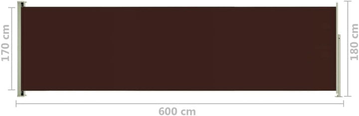 puraday 180x600 cm Seitenmarkise Ausziehbar Braun Terrassen-Sichtschutz Balkon Seitenwand Stilvolle