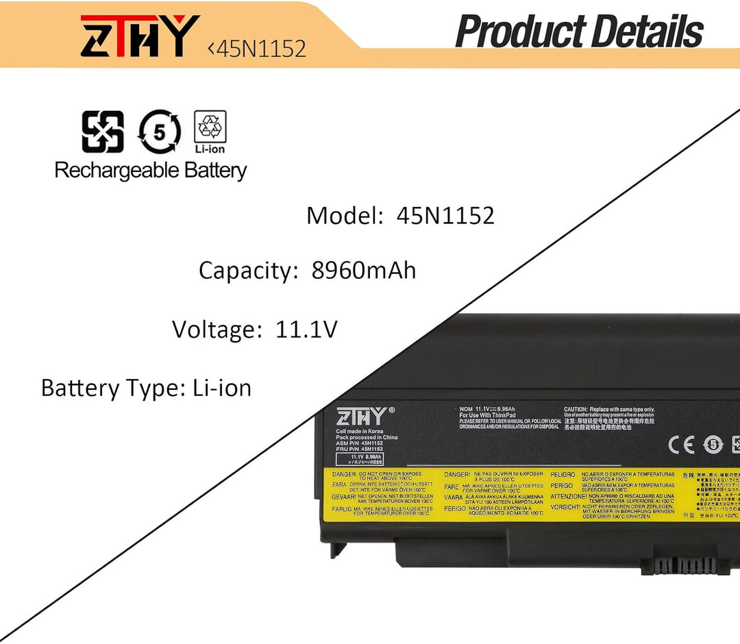 K KYUER 45N1152 45N1153 8960mAh 9-Cell 57++ Laptop Akku für Lenovo ThinkPad T440P T540P W540 W541 L4