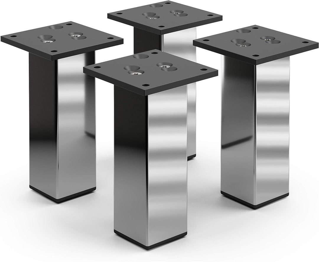 sossai® Exklusiv - Aluminium Möbelfüsse | E4MF-N | 4er Set | Höhe: 150mm | Farbe: Chrom 4 Stück, Höh