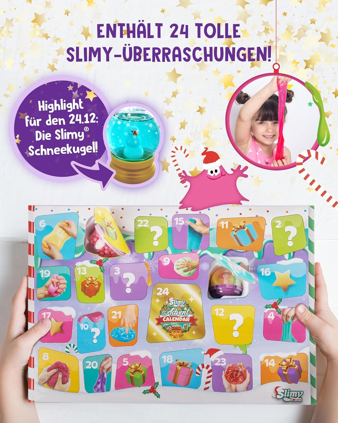 SLIMY Adventskalender Limited Edition mit 24 verschiedenen Spielmassen - Original Slime Geschenk-Set
