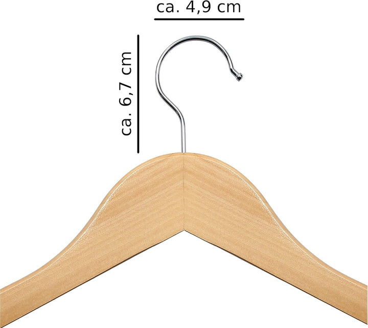 VonBueren 40 x Kleiderbügel Holz | 44,5 x 22 cm je Bügel/Holzbügel | Holzkleiderbügel | 360 Grad dre