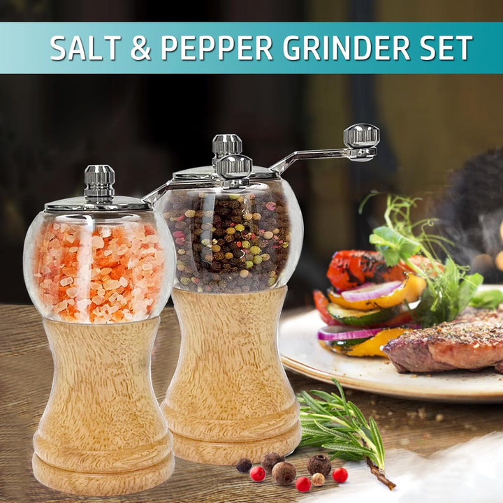 Pfeffermühle und Salzmühle Set, Manuelles Pfeffermühlen, Salz & Pfeffermühlensets Holz Gross, Gewürz
