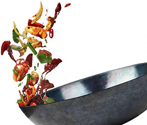 AAF Nommel ®, Wok Pfanne ca. Ø 33 cm flacher Boden für Gas, Induktion, Ceran und Elektro, mit Holzgr