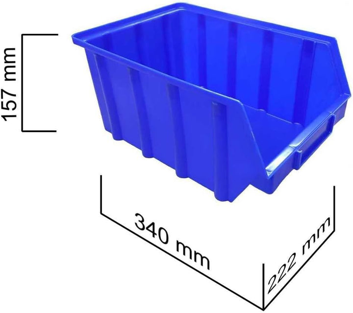 15 Stapelboxen Blau Gr.4 | aus hochwertigem Kunststoff | mit Schildcheneinschub | Lagerkisten | Schr