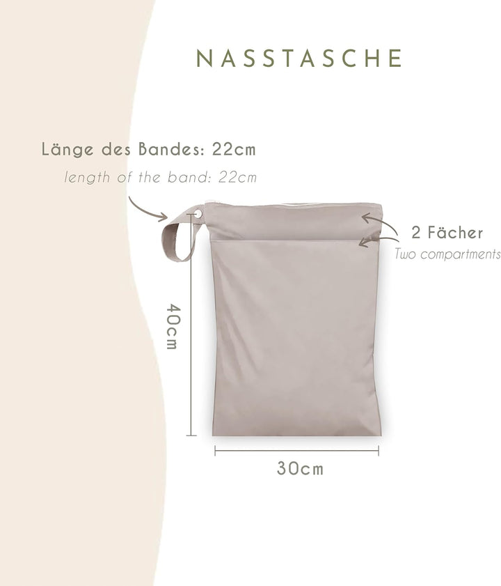 ARTEE Nasstasche für Kita-Wechselwäsche, Wasserresistent, Waschbar, mit Reissverschluss, für Kinderg