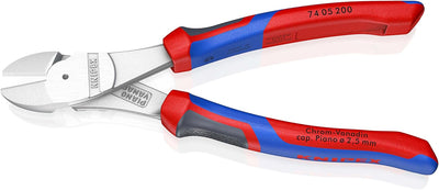 Knipex Kraft-Seitenschneider verchromt, mit Mehrkomponenten-Hüllen 200 mm 74 05 200 verchromt 200 mm