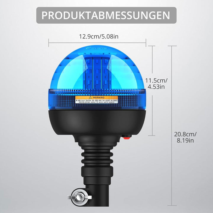 Justech 2x 40 SMD LED Rundumleuchte Warnleuchten Rundumlicht mit Blinkleuchte Blitzleuchte IP56 Magn