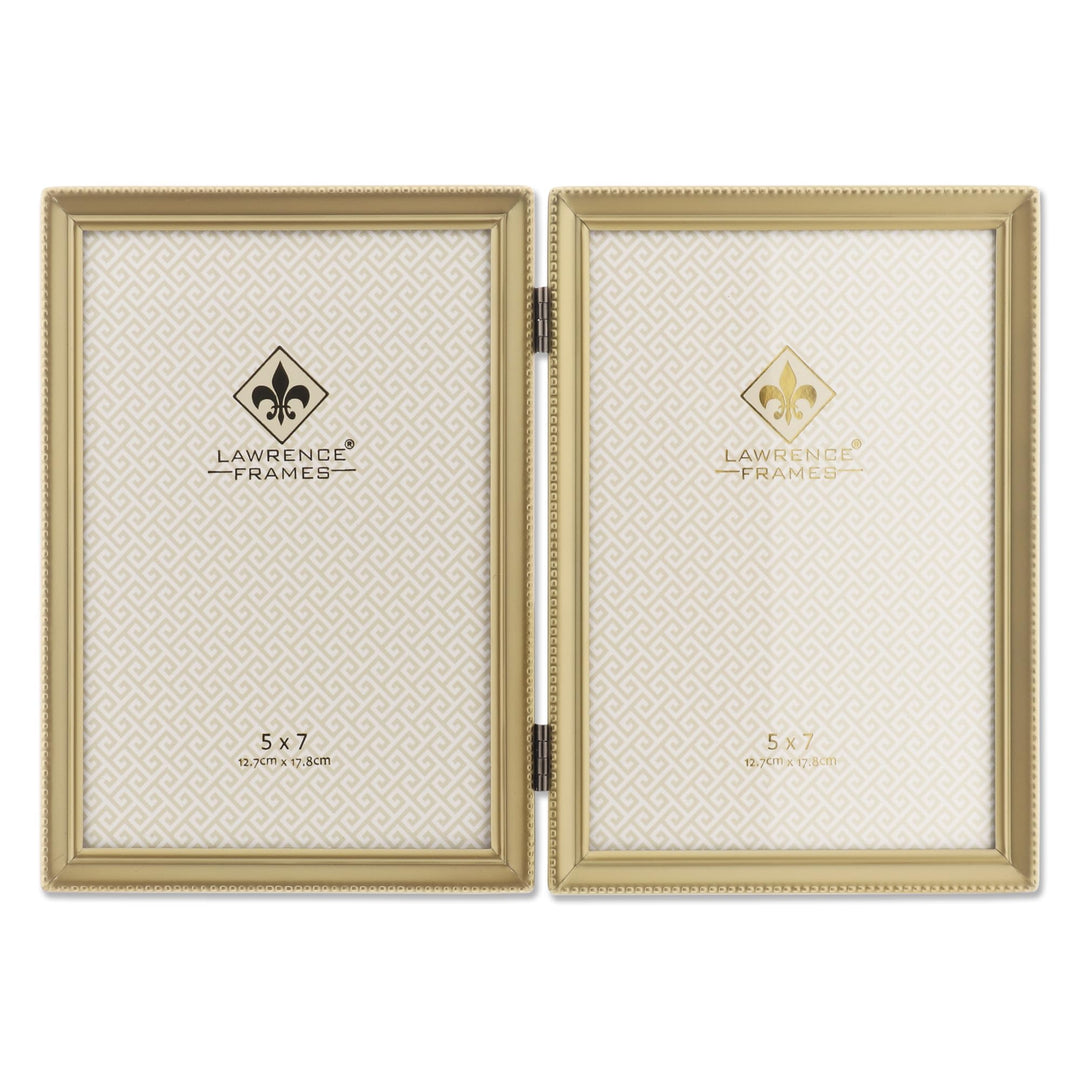Lawrence Frames 11457D Doppel-Bilderrahmen, antikes Messing, 12,7 x 17,8 cm Goldfarben satiniert 5x7