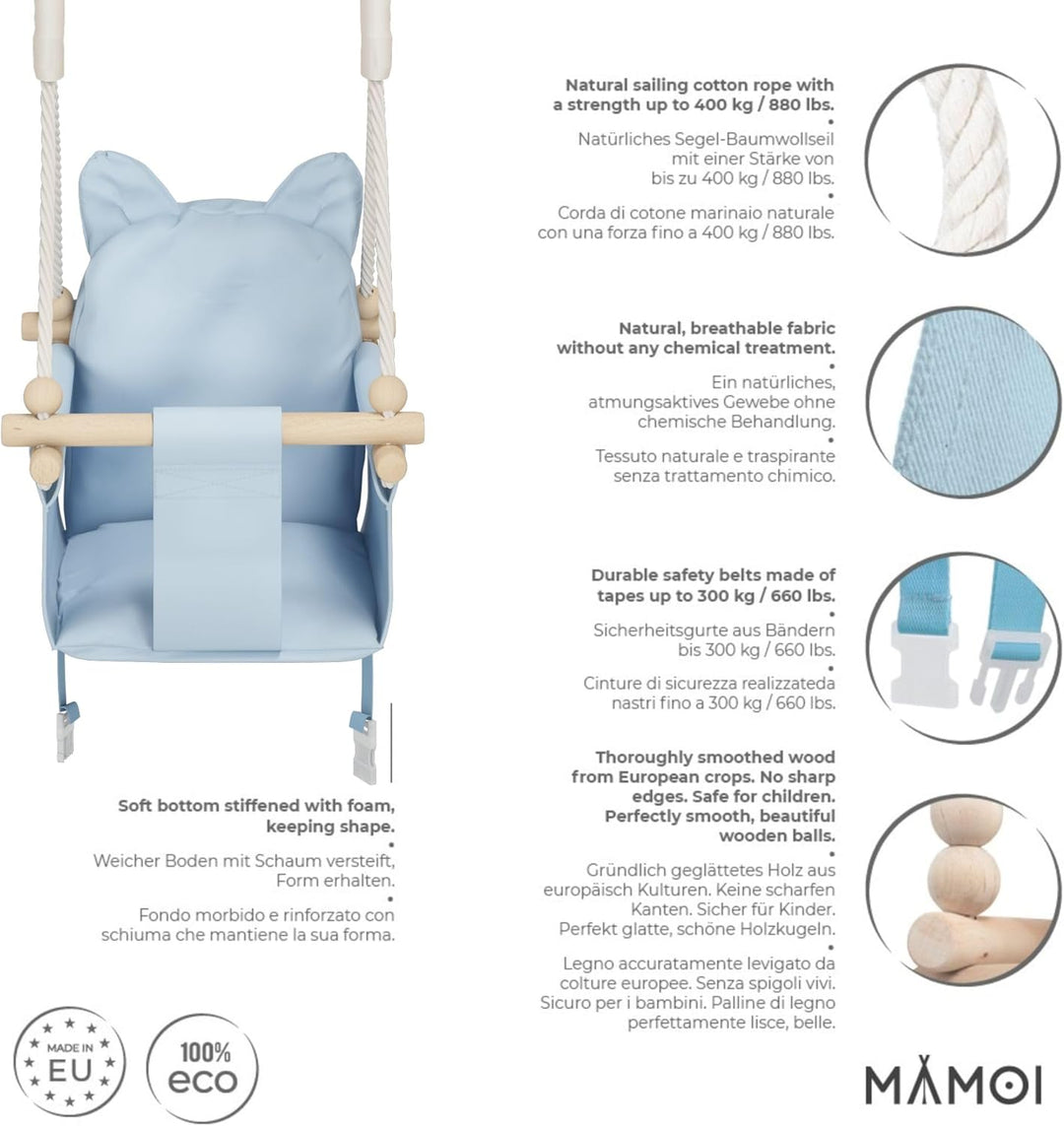MAMOI® Babyschaukel, Baby schaukel Indoor, Kinderschaukel aus Holz, Holzschaukel für Kinder, Schauke