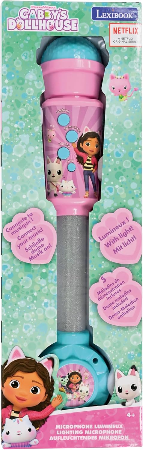 Lexibook, Gabby’s Dollhouse, Leuchtendes Mikrofon für Kinder, Musikalisches Spielzeug, Eingebauter L