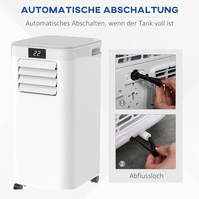 HOMCOM Mobile Klimaanlage 8000BTU 4-in-1 Klimagerät mit Abluftschlauch, Kühlen, Lüften, Entfeuchten