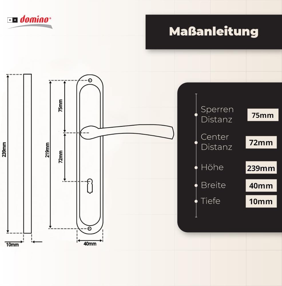 domino Türgriff, Drückergarnitur für Zimmertüren, Türdrücker-Set, Türklinke, Türbeschläge, Innentür