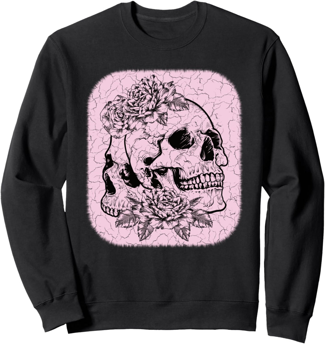 Grunge Ästhetische Fairycore Goth Gothic Schädel Rosen Herren Damen Sweatshirt