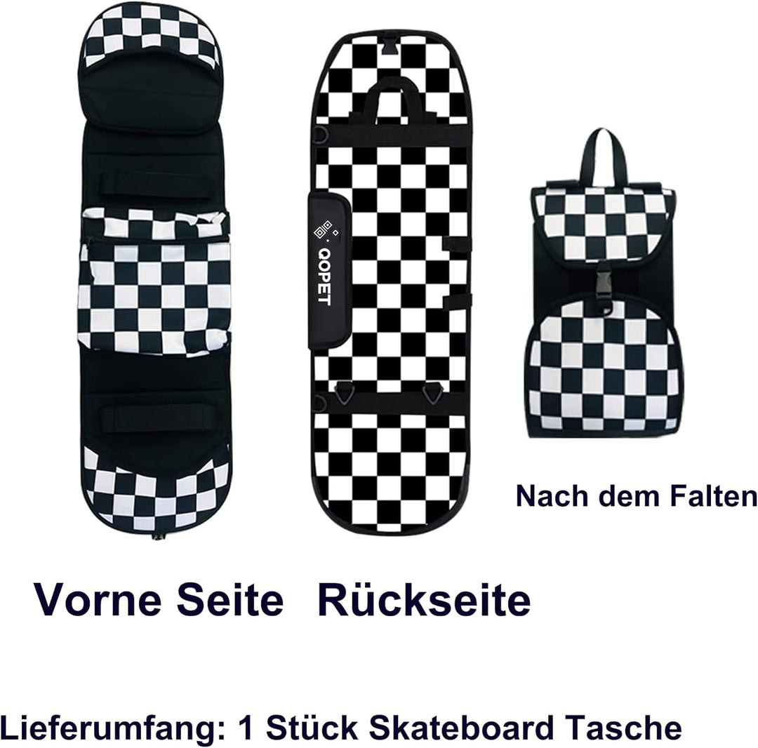 QOPET Skateboard Rucksack aus verdicktem 900D Oxford, Cruiser Board Tasche wasserdicht Elektrische S