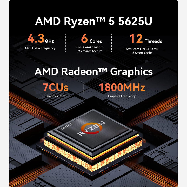 Beelink AMD Ryzen 5 5560U(6C/12T,bis zu 4.0GHz), SER5 Mini Computer Wi11 Pro, 16G DDR4 RAM/500G M.2