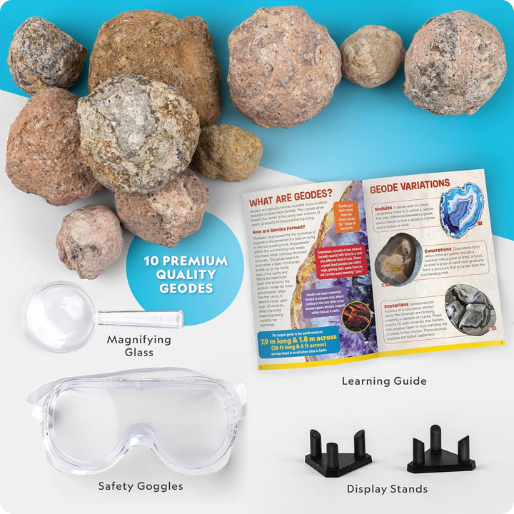Blue Marble NATIONAL Geographic 15 Premium-Geoden Aufbrech-Set – Mit Schutzbrille, Lernleitfaden & 3