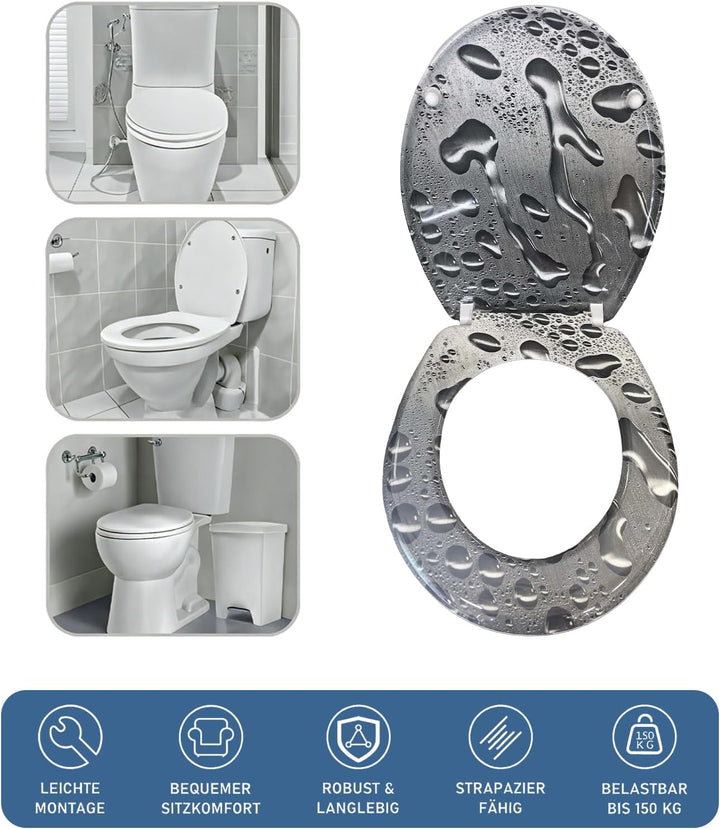 Toilettendeckel mit Absenkautomatik, WC Sitz mit Absenkautomatik Oval Form klodeckel Einfache Reinig