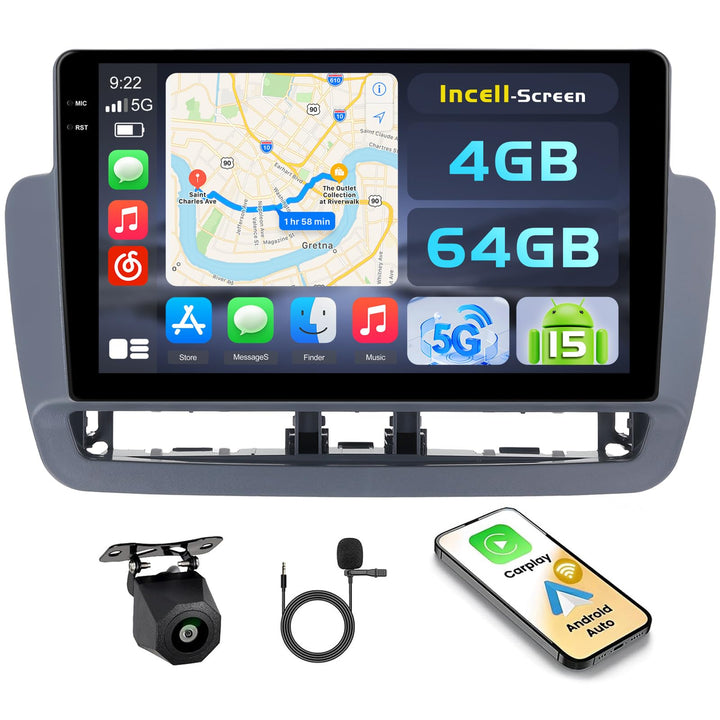Hikity Android 15 4+64G Autoradio für Seat Ibiza Typ 6J 2012-2015 mit 9 Zoll Incell Touchscreen, Aut
