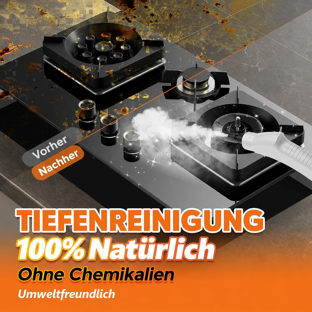 Dampfreiniger Handgerät, Steam Cleaner, 15 Sekunden Aufheizzeit, 1.1L Wassertank, Dampfreiniger für