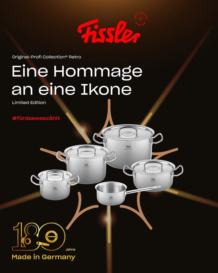 Fissler Original-Profi Collection Retro/limitiertes Edelstahl-Kochtopfset, 5-teilig, inkl. Metall-De