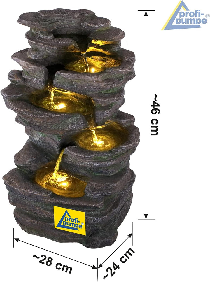 Gartenbrunnen Brunnen Zierbrunnen Zimmerbrunnen Springbrunnen Brunnen mit LED-Licht 230V Wasserfall