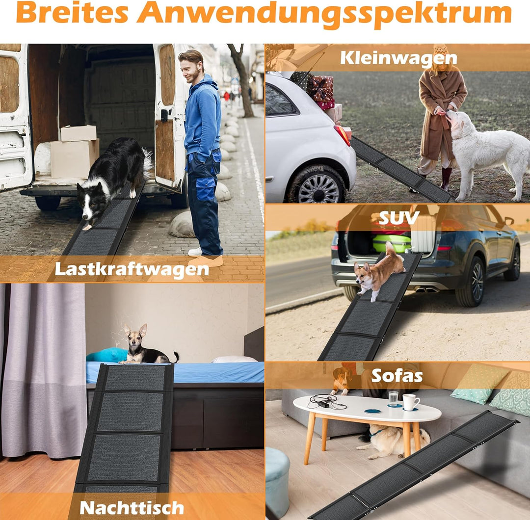 HENGMEI Hunderampe Klappbar Hundetreppe Auto Faltbare Kunststoff Hundeautorampe Hunde Auffahrrampe K