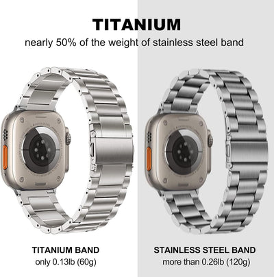 TRUMiRR Kompatibel mit Apple Watch Ultra 2 49mm Titan Armband, Titan Metall Uhrenarmband Business Ar