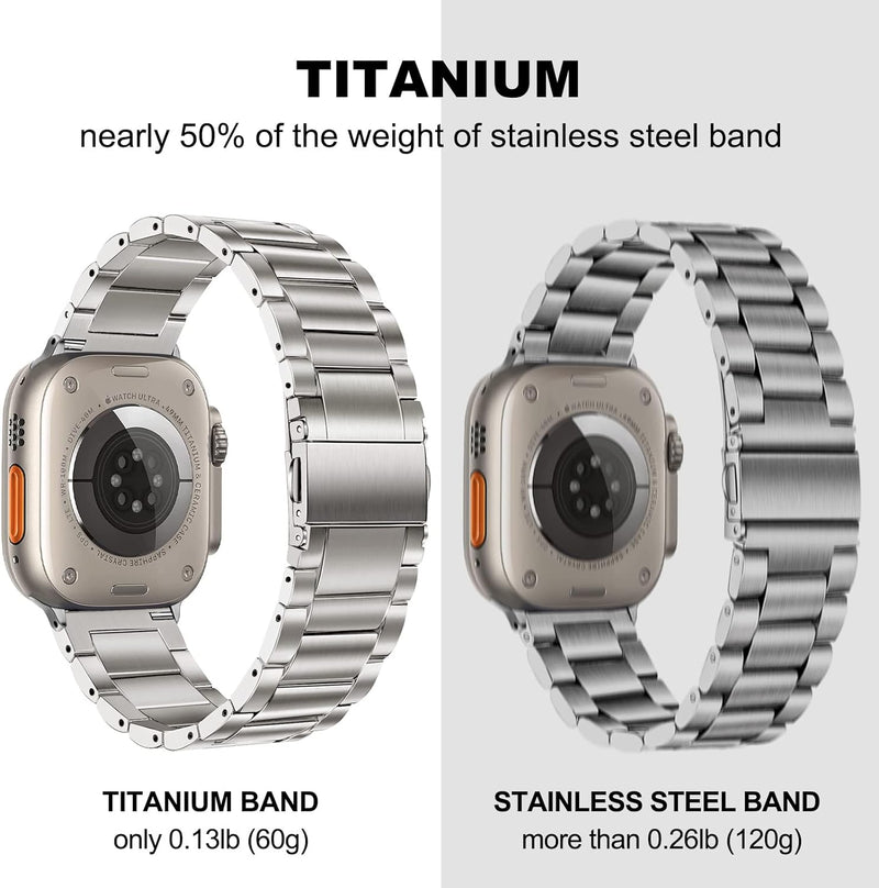 TRUMiRR Kompatibel mit Apple Watch Ultra 2 49mm Titan Armband, Titan Metall Uhrenarmband Business Ar