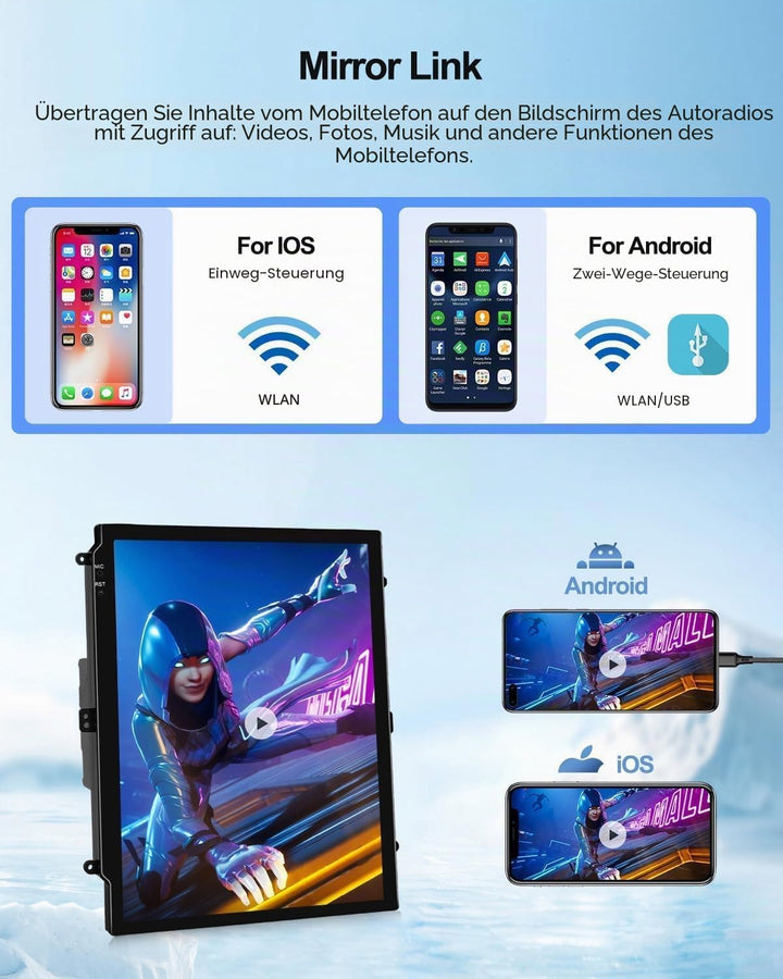 CAMECHO 2G+64G Android 15 Autoradio für Ford Ranger PX 2011-2015, mit Carplay Wireless Android Auto,