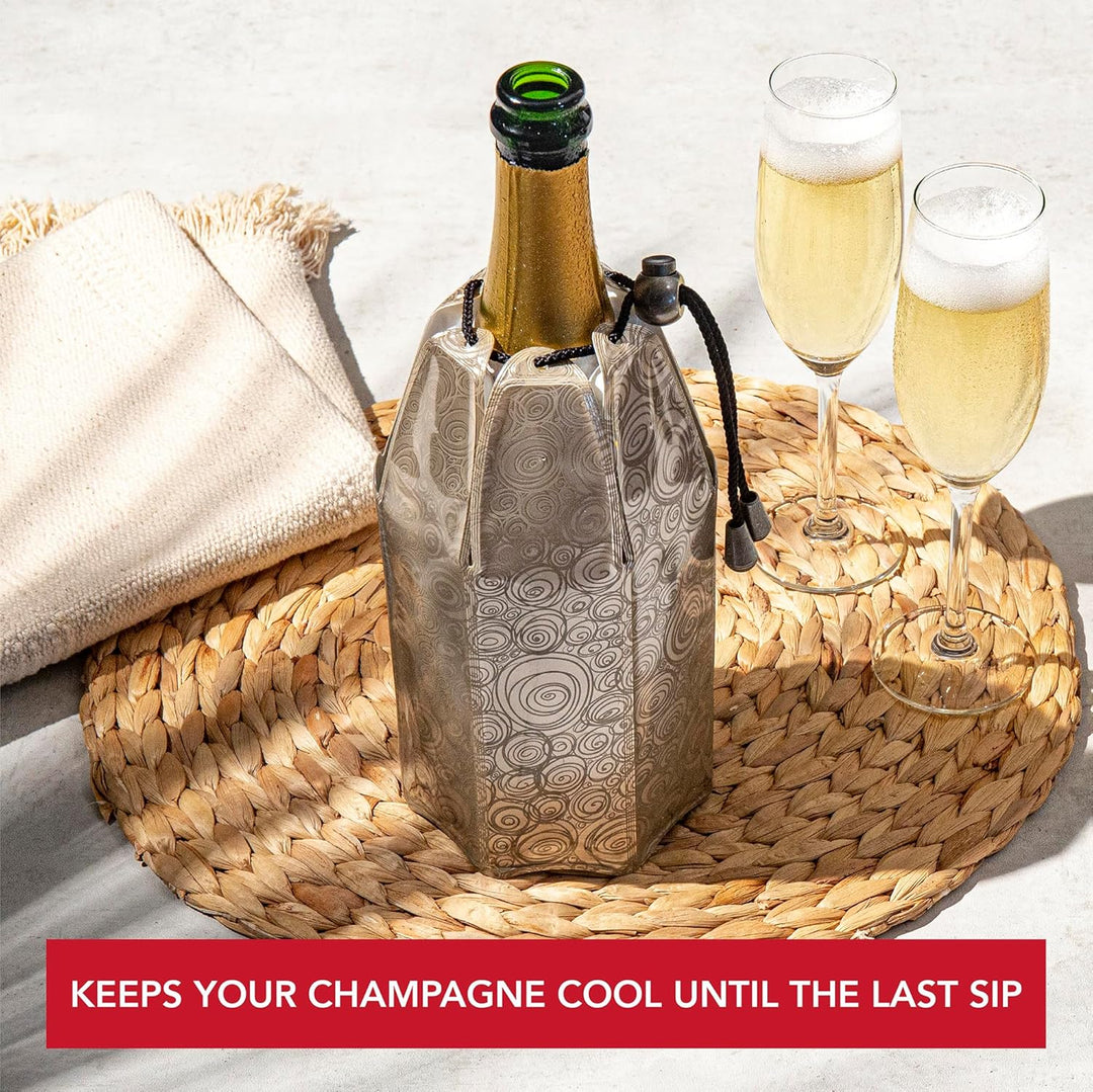 Vacu Vin Flexibler Champagnerkühler - Wiederverwendbar Platin & Gold - Champagnerkühler Manschette f