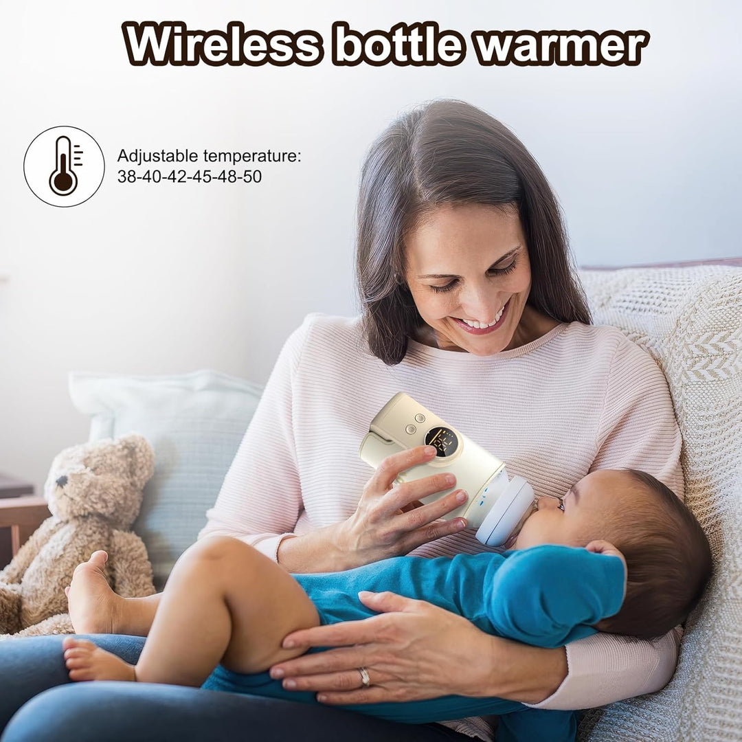 Drahtloses Milchwärmer, mit LED Temperaturdisplay 8000mAh Flaschenwärmer Baby Unterwegs 6 stufige Sc