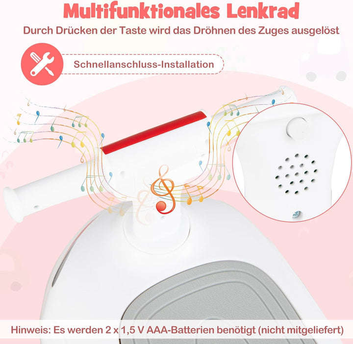 COSTWAY Rutschauto, Rutschfahrzeug mit Hupe & Stauraum unter dem Sitz, Schiebauto in Lokomotive, Rut