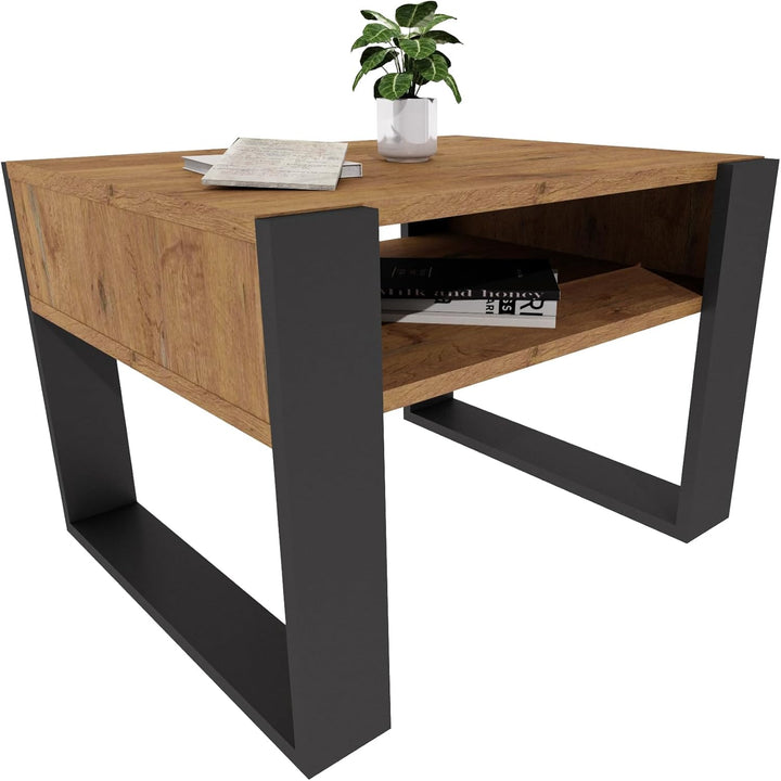 Couchtisch 65×53.6 cm – Wohnzimmertisch aus Holzwerkstoff, Stabiler & moderner Kaffeetisch mit zusät