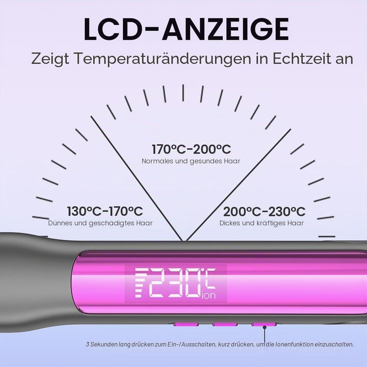 Faszin 2 in 1 Glätteisen Locken und Glätten, Titanplatten Ionen Haarglätter für einen glatten Stil,