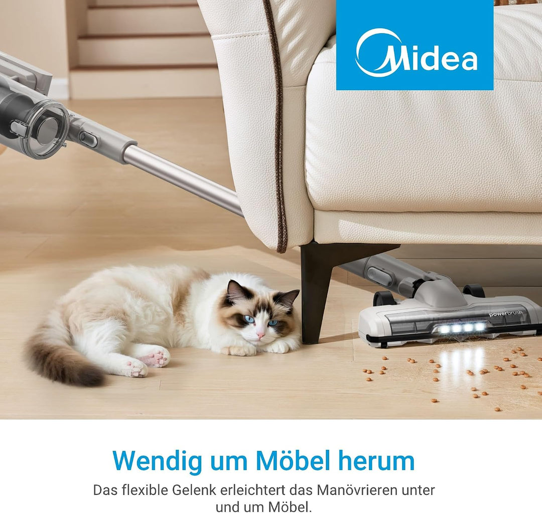 Midea P9 Lite Akku Staubsauger, kabelloser Stielstaubsauger 350 W, bis zu 26 kPa, bis zu 50 Min. Lau