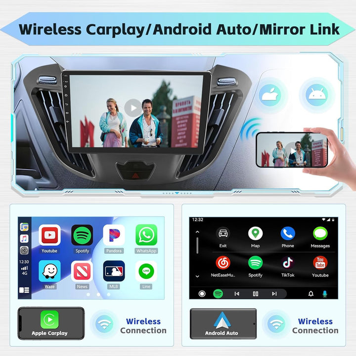 [8Cores 4G+64G] Hikity Autoradio Android 15 Für Ford Transit Tourneo Custom 2013-2019 9Zoll Touch Di