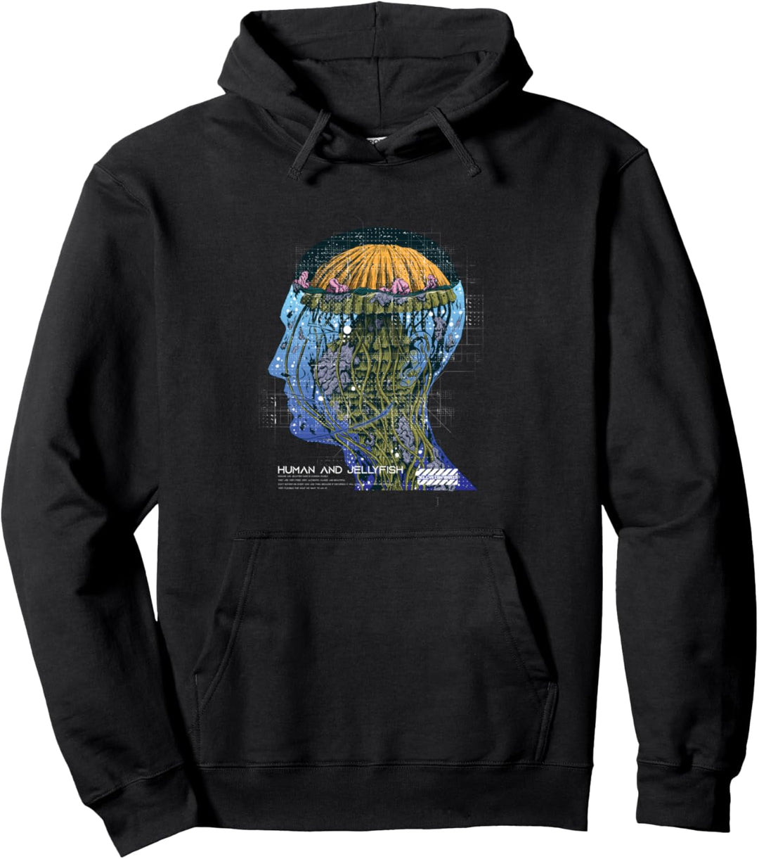 Jellyfish Human – traurige ästhetische randige Streetwear Pullover Hoodie
