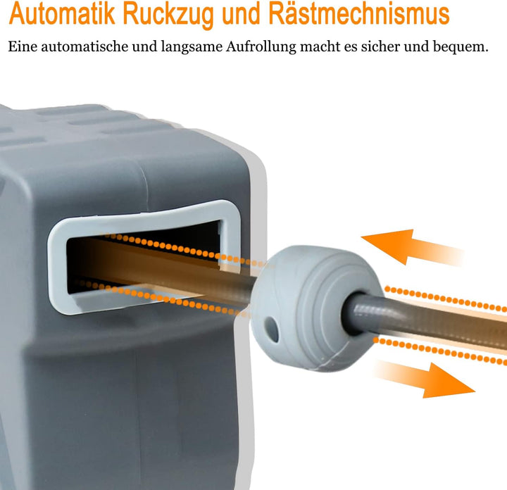 Druckluftschlauch Aufroller automatisch 20m, 1/4" Anschluss, Schlauchaufroller Schlauchtrommel Wands