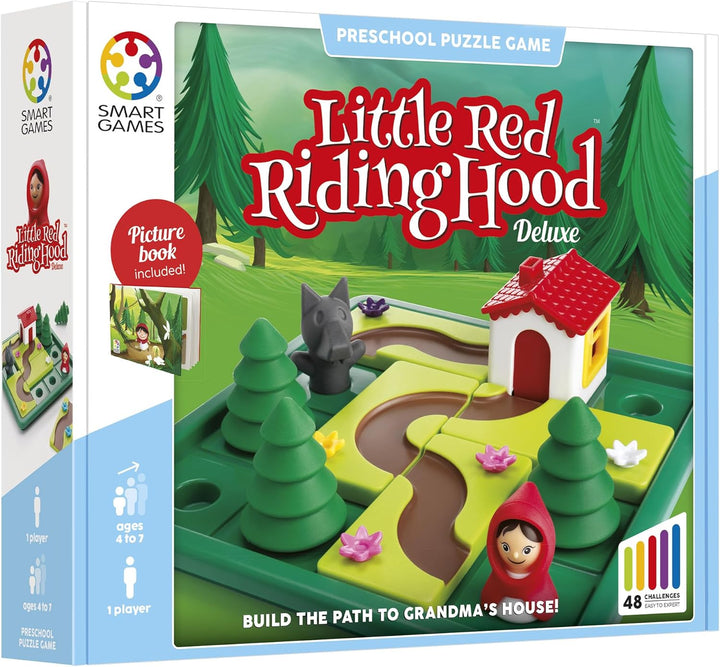 Smart Games - Little Red Riding Hood Deluxe, Puzzle Game with 48 Challenges and Picture Story Book,