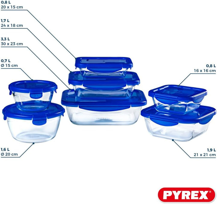 Pyrex Cook&Go Behälter-Set, verschiedene Formen, 7-teilig