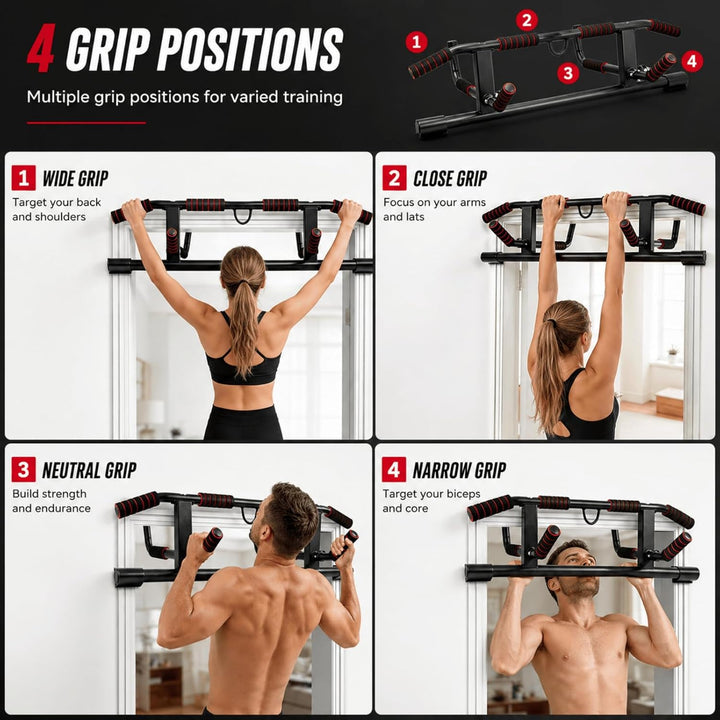 Klimmzugstange Türrahmen Ohne Schrauben, Pull Up Bar Door Frame mit Mehreren Griffpositionen für Vie