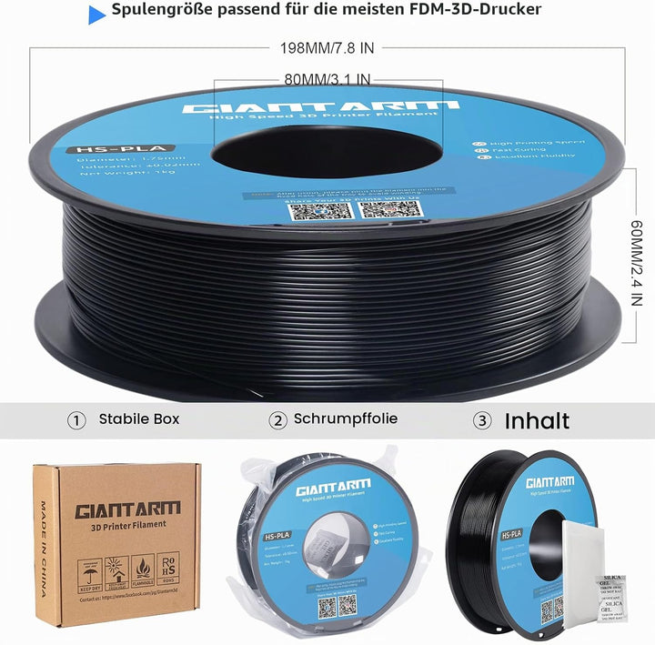 GIANTARM HS-PLA Filament 1,75 mm, PLA-Filament für Hochgeschwindigkeits-3D-Druck, schnelle Aushärtun