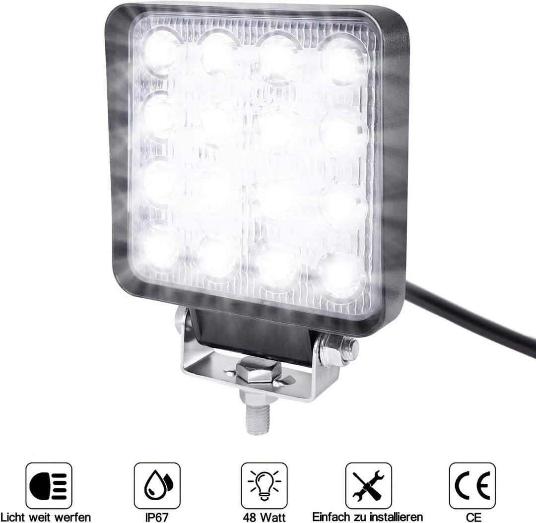 HENGMEI 48W LED Arbeitsscheinwerfer Reflektor Scheinwerfer Arbeitslicht LED Zusatzscheinwerfer Light