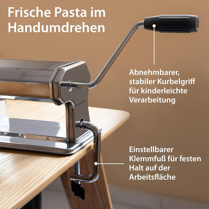 ADE manuelle Nudelmaschine KG2102 mit Zubehör Set (platzsparender Nudeltrockner aus Holz mit Reinigu