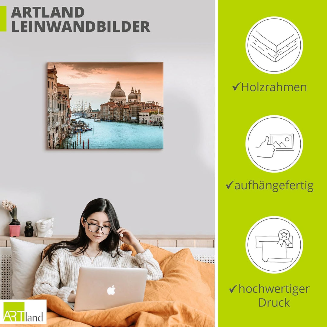 ARTland Leinwandbilder Wandbild Bild auf Leinwand 40 x 30 cm Wanddeko Italien Venedig Canal Grande G