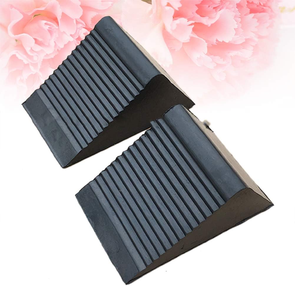 Yardwe 2 STÜCKE Tragbare Gummi bremskeile Auto Rad Stopper Rad Keile für LKW Fahrzeug (schwarz)