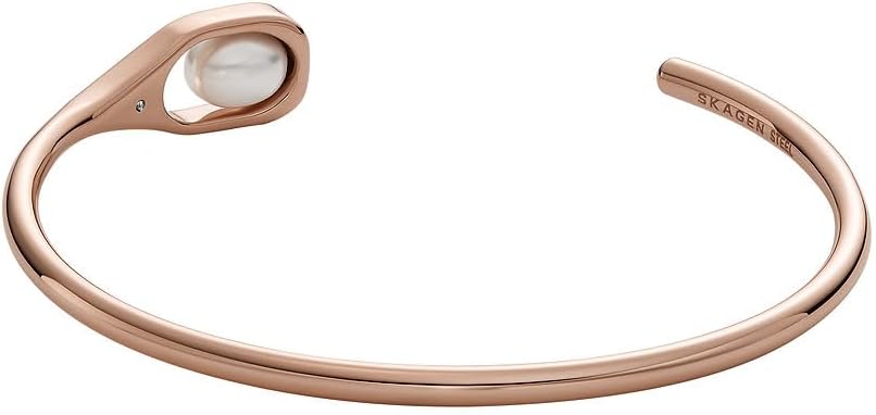 Skagen Damen Edelstahl und Halbedel mit Manschette Armreif Blasses Roségold, Blasses Ros&amp;