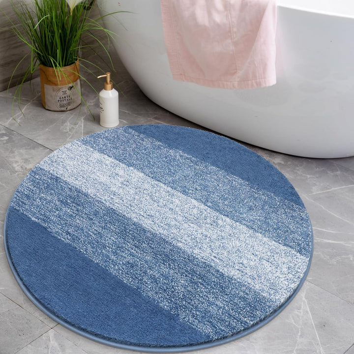 Gross Rund Badematte 120 cm Blau, Weich rutschfest Badteppich Maschinenwaschbar Badezimmerteppich Wa
