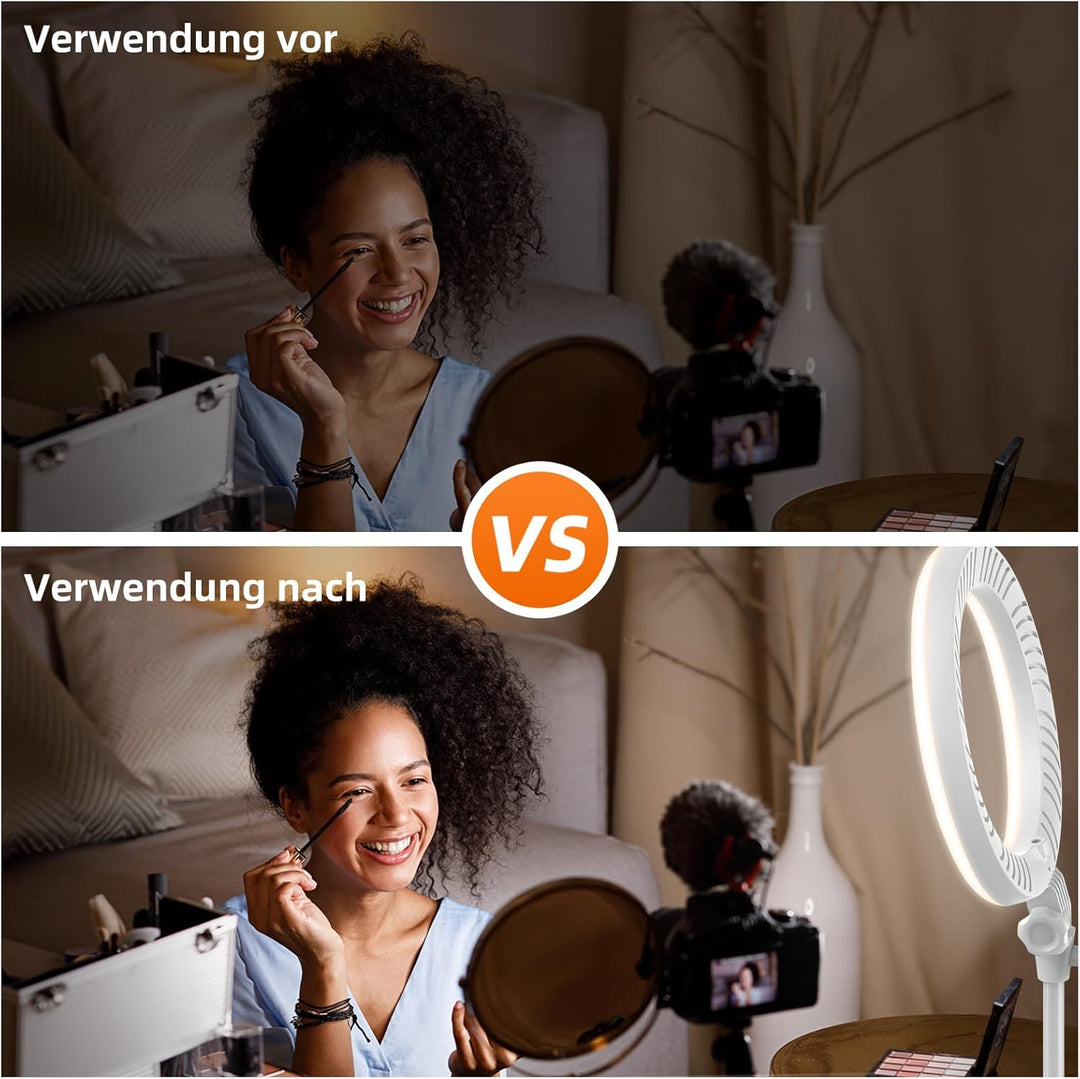 Evershop Ringlicht mit Stativ Ringleuchte Streaming Videokonferenz Licht Tisch, 10.5” LED Ring Light